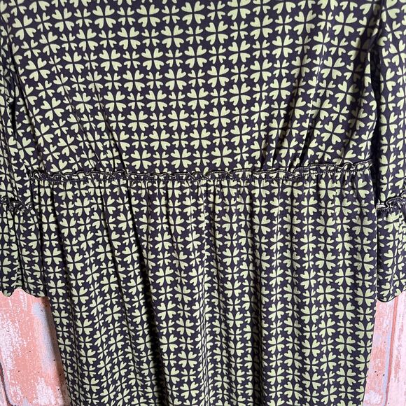 Studio M Baby Doll Style Women’s M Black And Green Floral/Hearts Pattern EUC - Picture 8 of 8